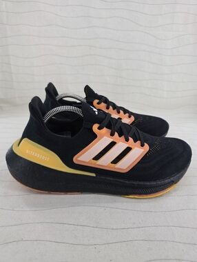 Adidas Mens Ultra Boost Light Black Orange Running Sneakers Shoes HQ8595 Size 8